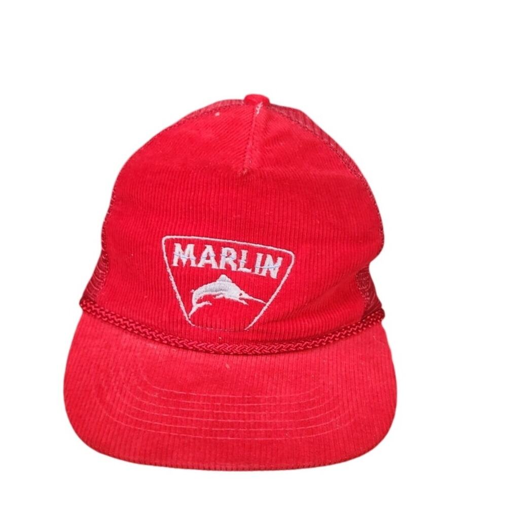 Vintage 80s Corduroy Marlin Trucker hat